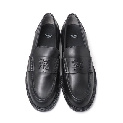 Fendi Loafers Size 40 Double F Zucca Logo Leather Shoes 20251027