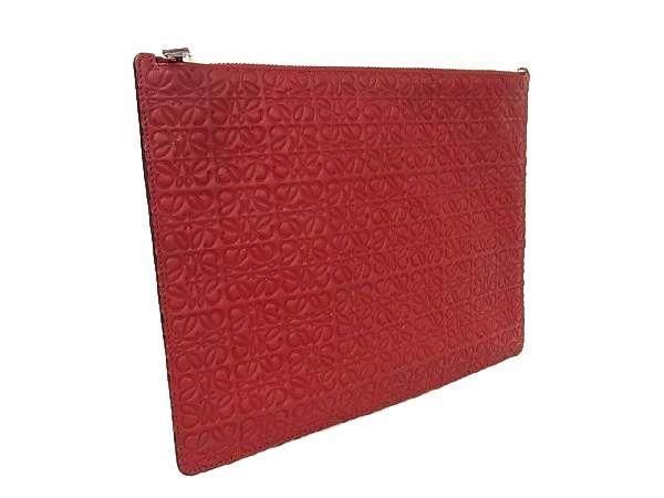 Loewe Repeat Anagram Leather Clutch Bag Second Bag Red And Blue Au5558