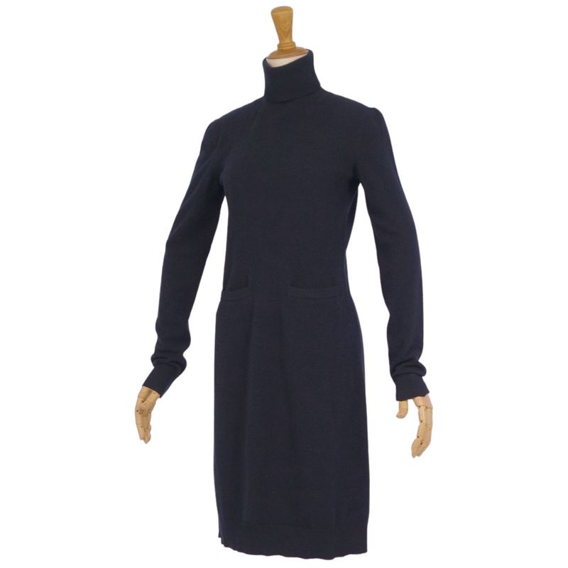 Hermes Dress High Neck Knit Wool Silk T