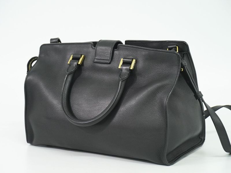 Authentic Saint Laurent Petit Cabas Su Y-line 2WAY Shoulder Bag Handbag