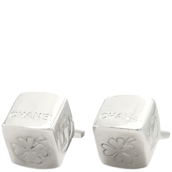 Chanel Cufflinks Clover Cube Cufflinks Silver 925 Silver Sv925 [storage Bag
