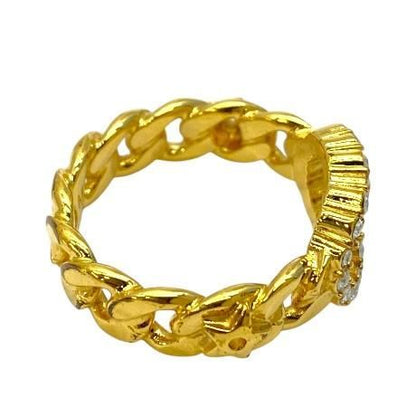 Christian DIOR Ring Accessories Jewelry Small CD Logo GP Rhinestone Gold [size