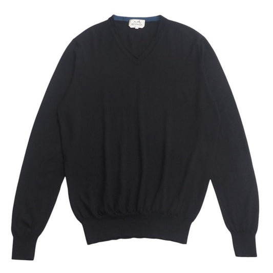 Hermes Sweater Size XL Long Sleeve Knit V-neck Light Hand [recommended] Made In