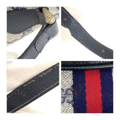 Gucci Sherry Line Old Gucci Navy Gold Hardware Pvc/leather 68 001 3654 Shoulder