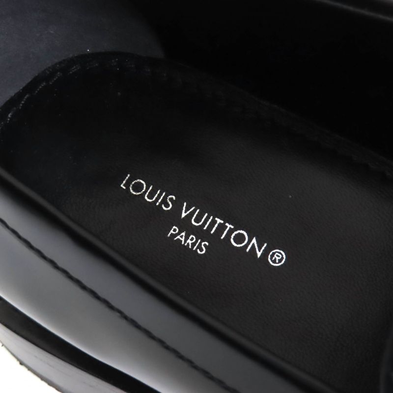 Louis Vuitton Connelly Line Square Toe Logo Leather Coin Loafer Black 35.5