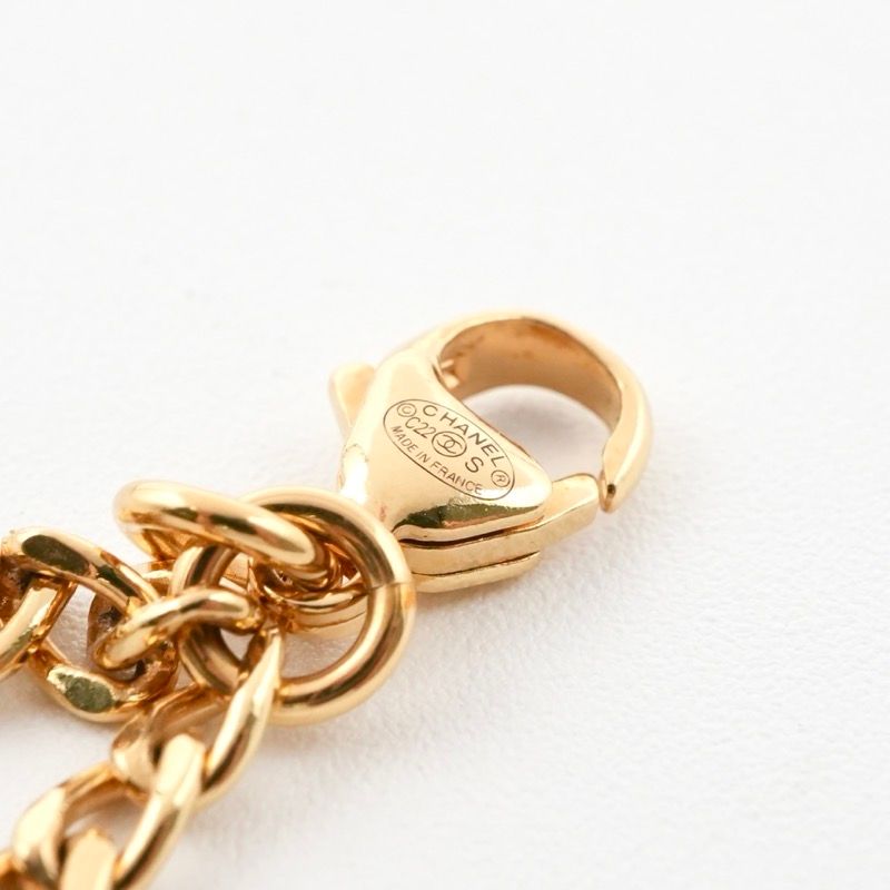 Chanel Necklace Pendant Choker Gold White Here Mark Circle