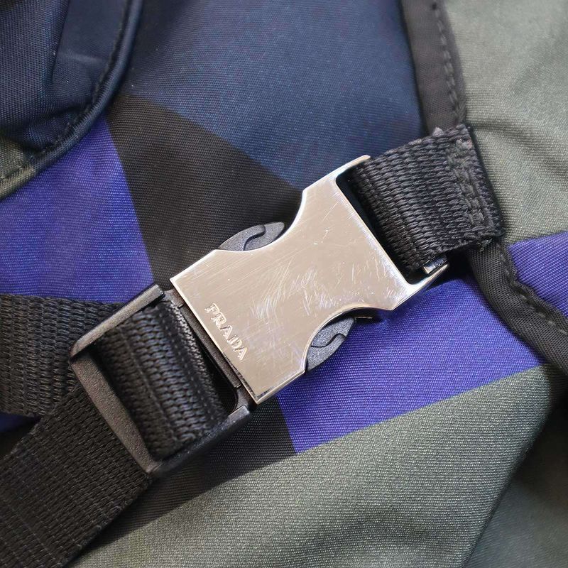 Prada 2vz135 Geometric Nylon Backpack Navy