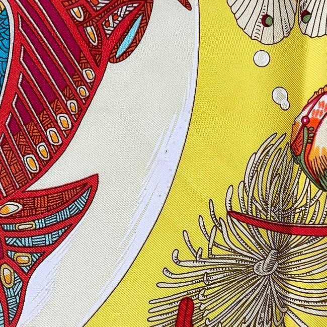 Hermes Scarf Carré 90 Yellow Orange Grands Fonds