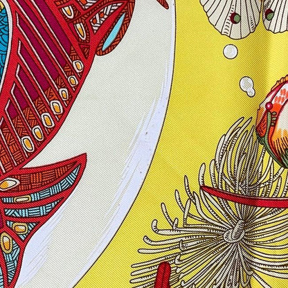 Hermes Scarf Carré 90 Yellow Orange Grands Fonds