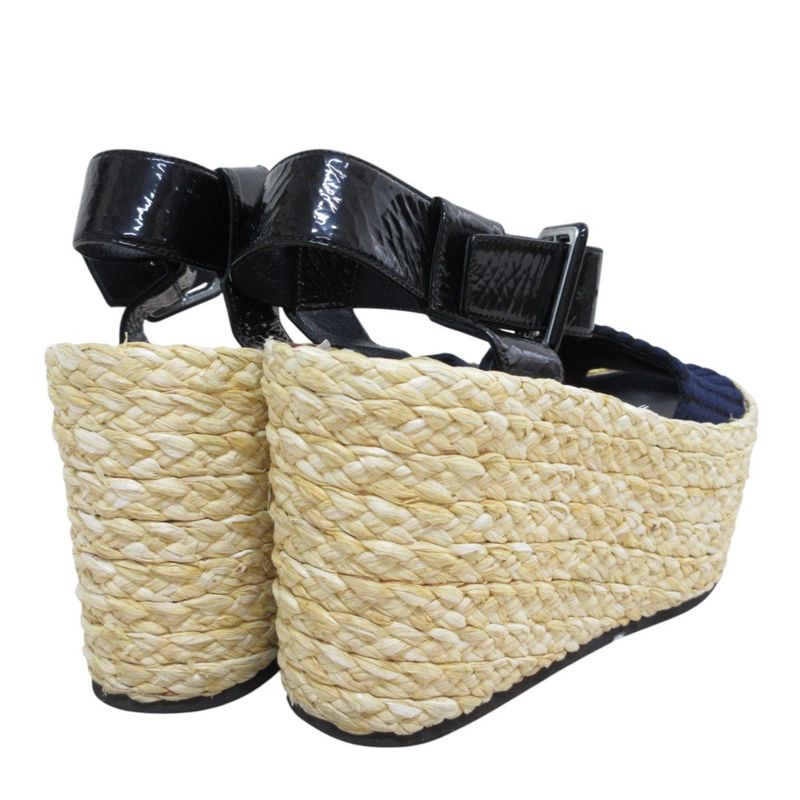 Celine Espadrille Platform Sandals 37 Equivalent to 23.5cm (9.25in) Black Navy