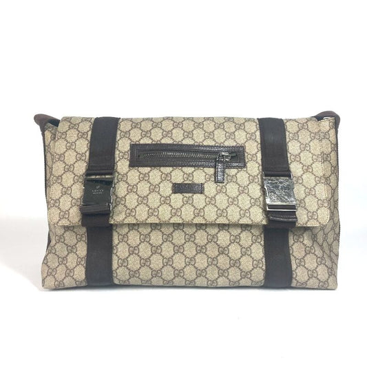 Gucci Shoulder Bag GG Plus Flap 122374 GG Supreme Canvas Beige