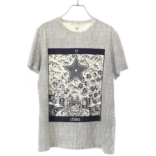 Christian Dior Fantaisie Tarot Letoile Cotton Linen Print T-Shirt 013t03wj437
