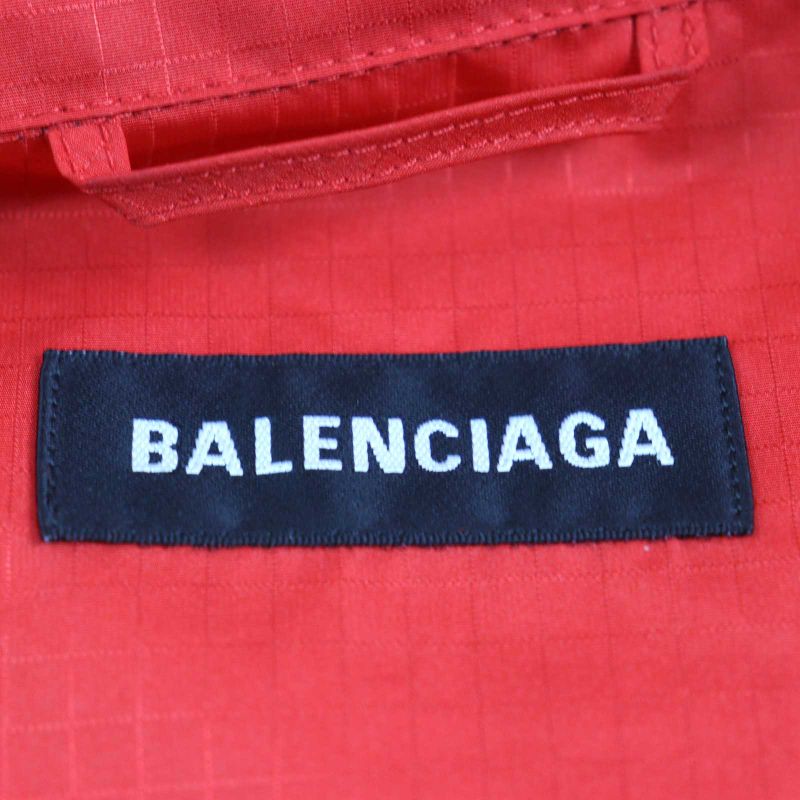 Balenciaga 534317 Logo Print Oversized Zip Up Poplin Jacket Track Jacket Red