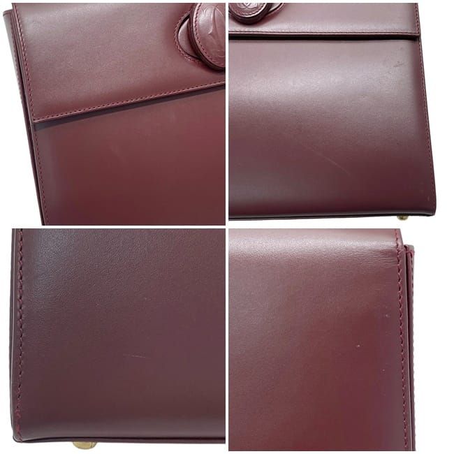 Cartier Handbag Bordeaux Must Excellent Condition Leather Preowned Cartier