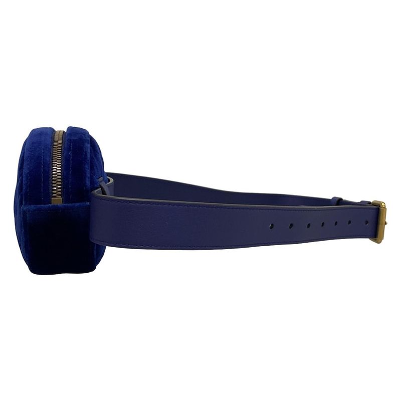 Gucci GG Marmont Waist Pouch 476434 Blue Leather