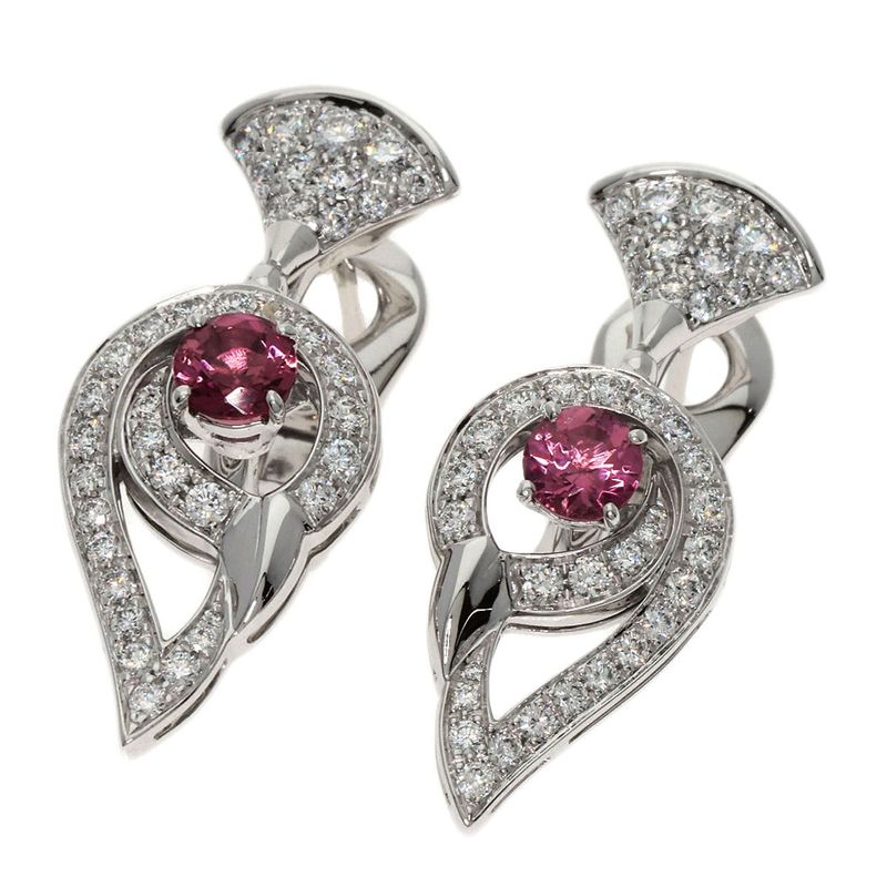 Bvlgari Bulgari DIVA Dream Tourmaline Diamond Earrings 18K White Gold Ladies