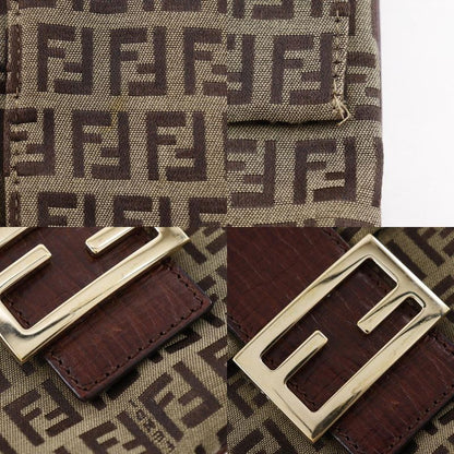 Fendi Zucchino Nylon Canvas Brown Women Shoulder Bag
