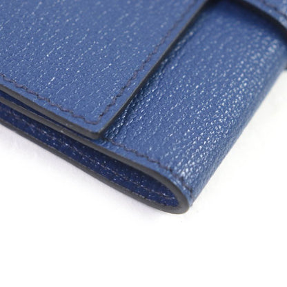 Hermes Bearn H Logo Silver Hardware Chèvre Leather 4-ring Key Case Blue Dmarte