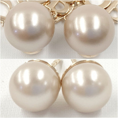 Christian Dior Tribal Rhinestone Logo Earrings Pink