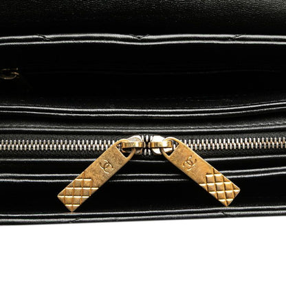 Chanel Chevron Coco Mark Chain Shoulder Bag Handbag Black Lambskin Ladies Chanel