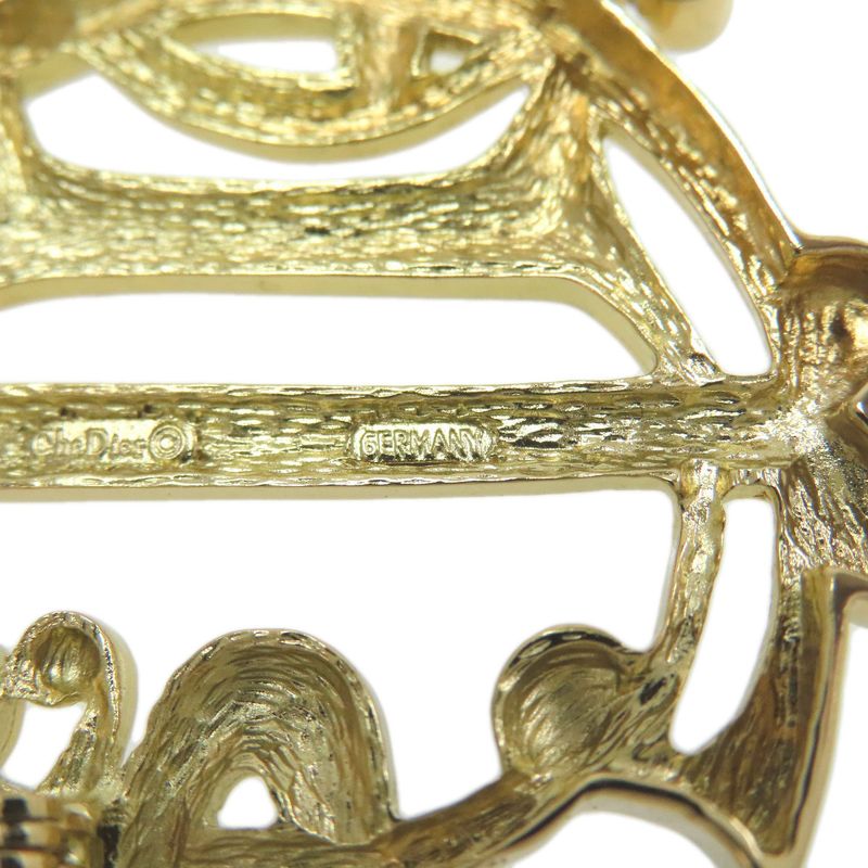 Christian DIOR Logo Brooch Metal Ladies