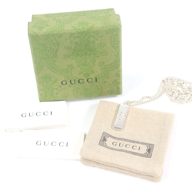 Gucci 774055 Diagonal Interlocking G Ag925 Chain Necklace Silver With Box And