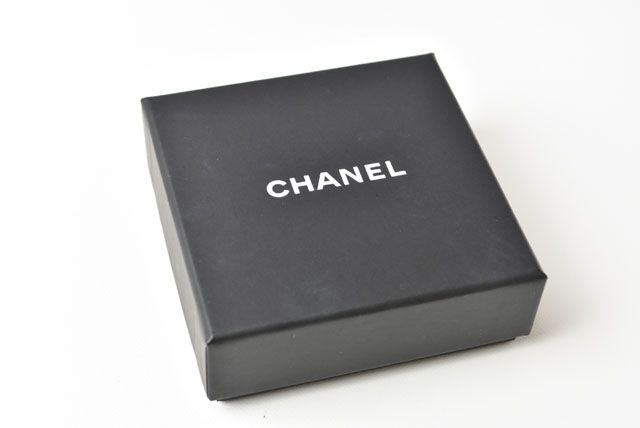 Chanel Earrings Camellia Motif With Coco Mark Rhinestones In Chrome Silver