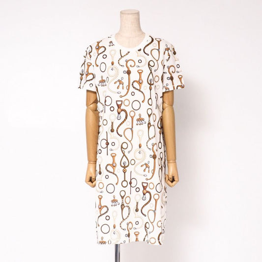 2024ssHermes Dress Size 40 Panoply De Cuir Deer Print Dress Made In