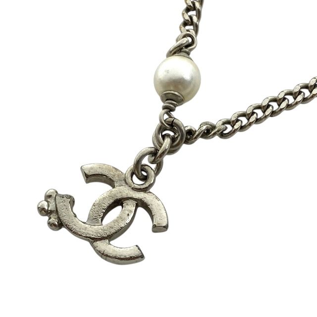 Chanel Bracelet C21B Coco Mark Accessories Jewelry Faux Pearl Rhinestone Silver