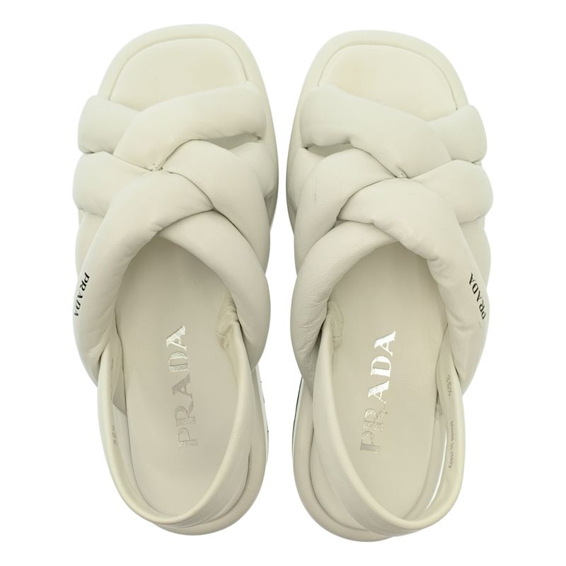 Prada Leather Platform Sandals - 36 1 2 - White - Women's