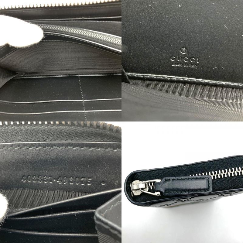 Gucci 408831 Long Wallet Guccissima New Web Black Sherry Line Women Men