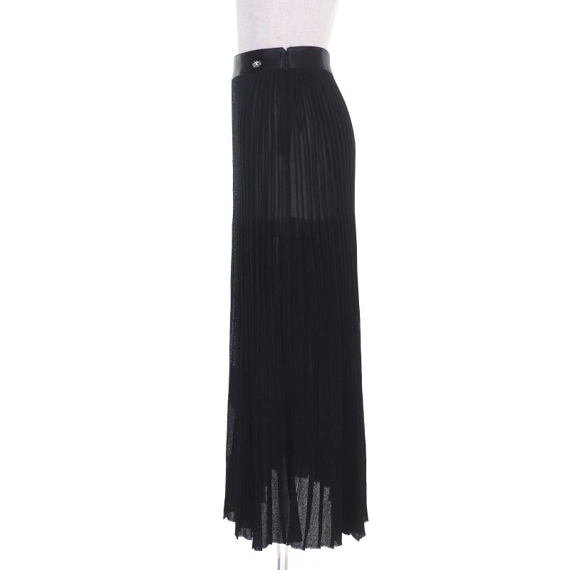 CHANEL P72907k10467 One Point Coco Mark Long Pleated Skirt Black 38 Made In