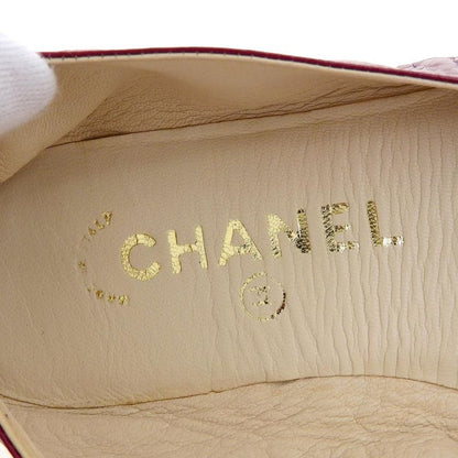 Chanel Vintage Perforated Coco Mark Leather Flat Room Shoes 23-24cm (9.45in) Red