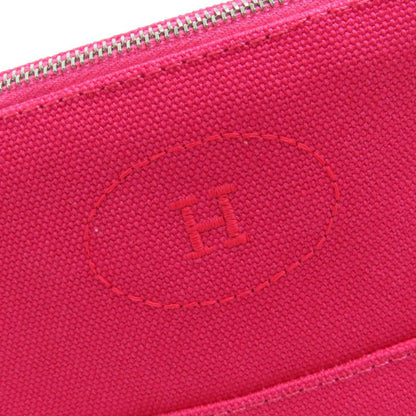 Hermes Bolide Pouch MM Hibiscus H Logo Embroidery Leather Use 100% Cotton