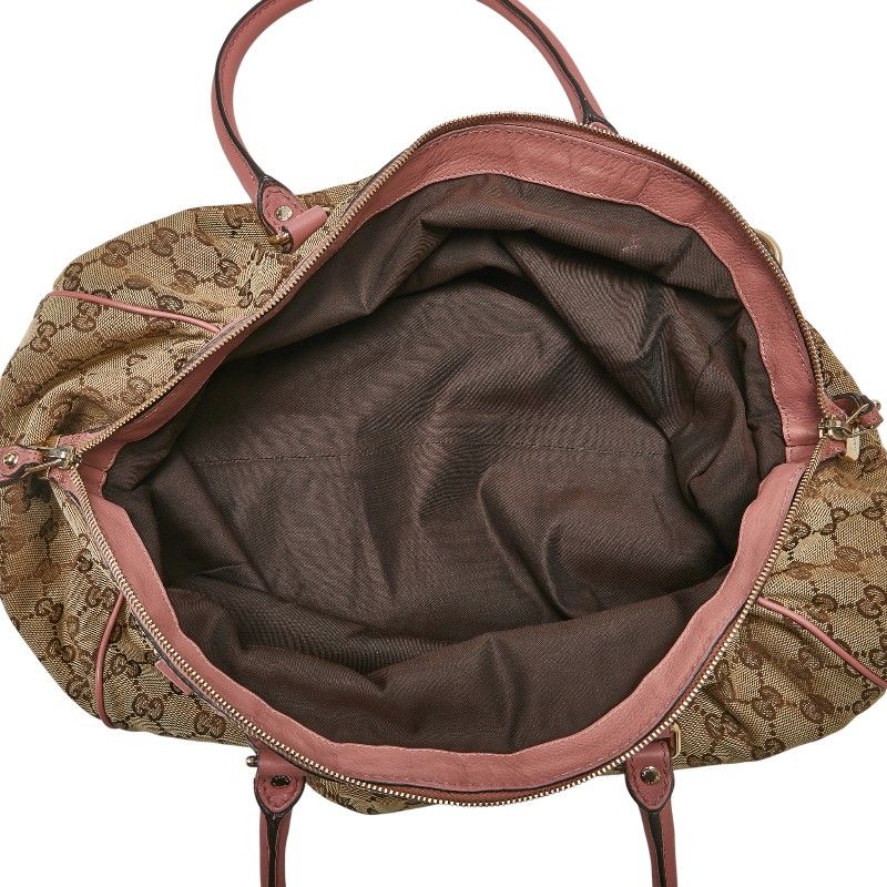 Gucci GG Canvas Handbag Shoulder Bag 2WAY 223974 Brown Pink Canvas Leather