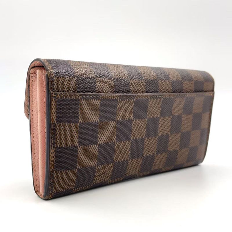 Louis Vuitton Portefeuille Sarah Damier Ebene Damier Ebene PVC Brown Folded
