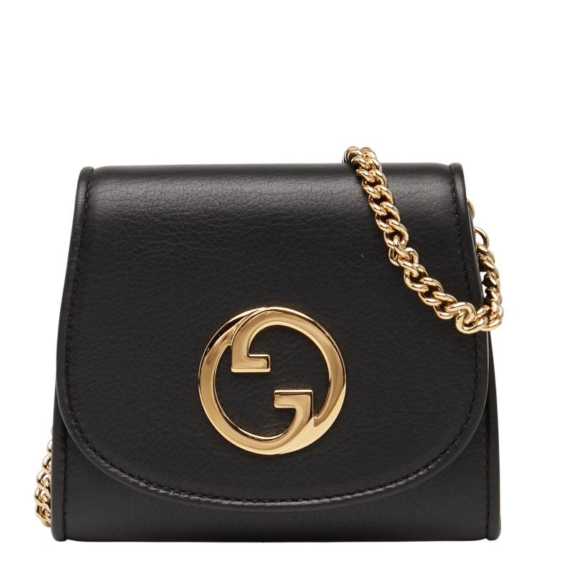 Gucci Interlocking G Blondy Medium Chain Wallet Shoulder Bag 725219 Black