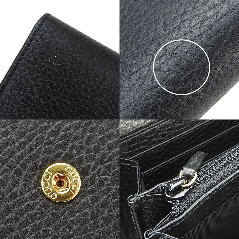 Gucci Fold Long Wallet 456116 GG Marmont Leather Black Wallet Small Everyday