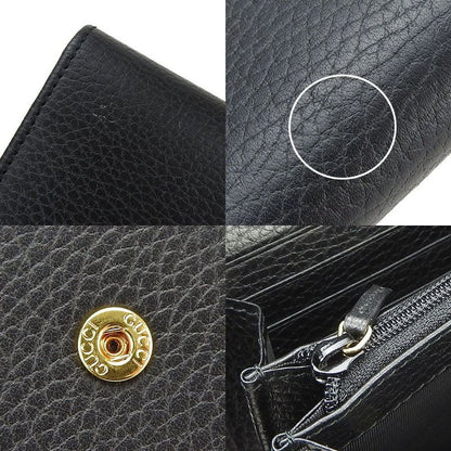 Gucci Fold Long Wallet 456116 GG Marmont Leather Black Wallet Small Everyday