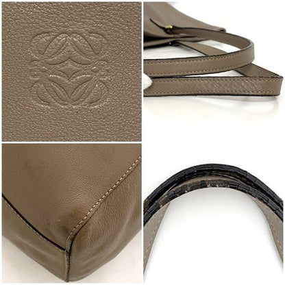 Loewe Tote Bag Ec22922 Beige Anagram Excellent Condition Leather