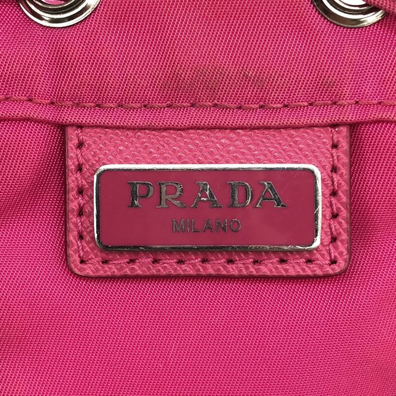 Prada Nylon Draw String Ring Pouch Draw String Bag Pink