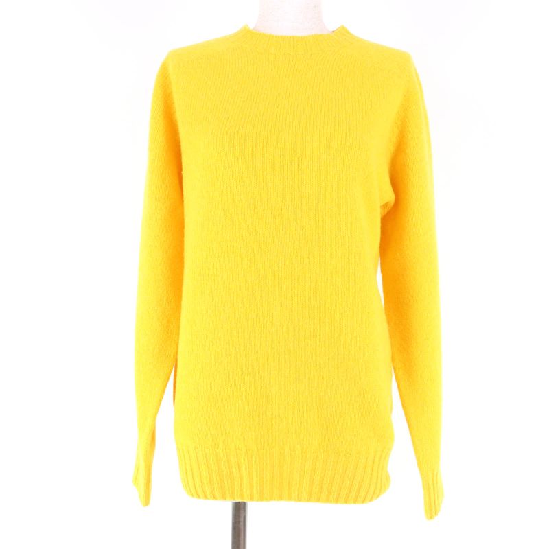 Celine 2 3go0/799a 100% Wool Phoebe Period Oversized Crewneck Knit Yellow XS