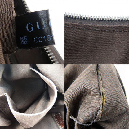 Gucci Shoulder Bag 181092 GG Canvas Leather Beige Brown Silver Hardware