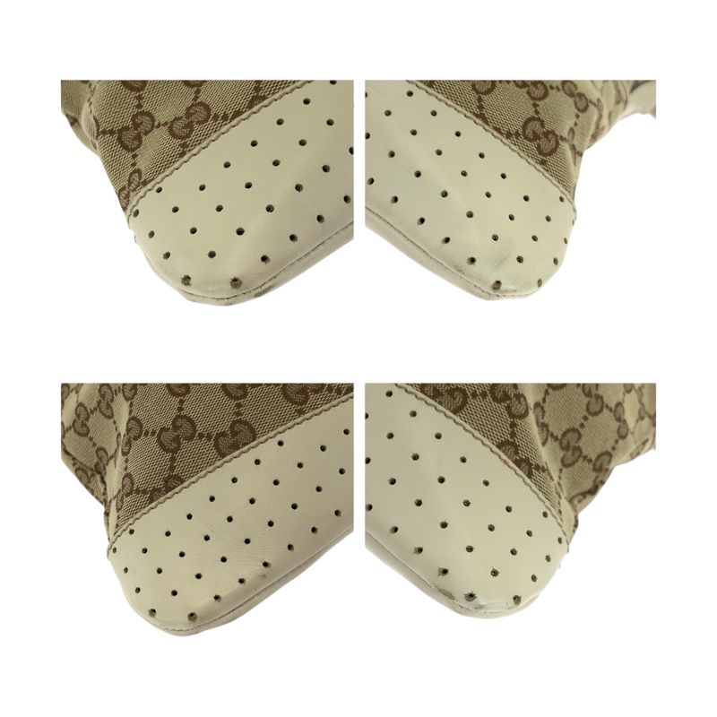 Gucci Beige Ivory Silver Hardware GG Canvas 145857 Shoulder Bag Pochette Women