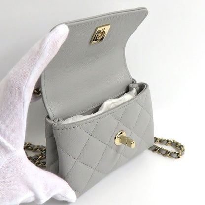 Chanel Matelasse Top Handle Flap Bag Caviar Skin Coco Handle 11cm