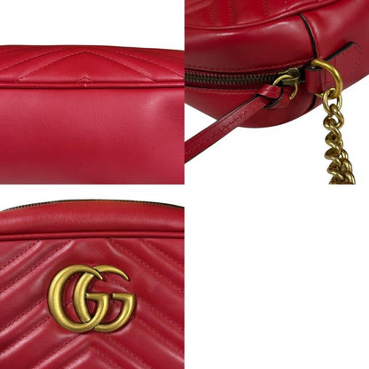 Gucci GG Marmont Shoulder Bag Leather 447632 Red Ladies Gucci  Gucci