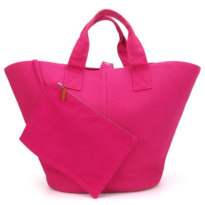 Hermes Tote Bag Panied Plage MM Canvas Hot Pink Silver Hardware With Pouch
