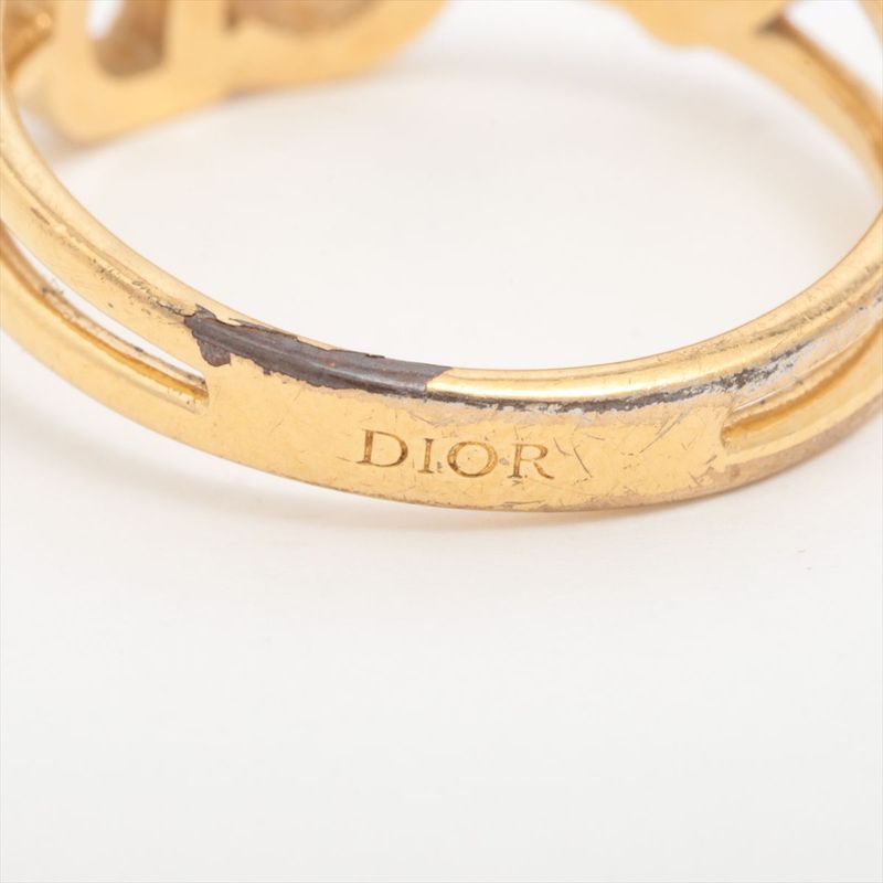 Christian DIOR Clair D Lune CD Heart Ring L (actual Size 13) GP And Faux Pearl