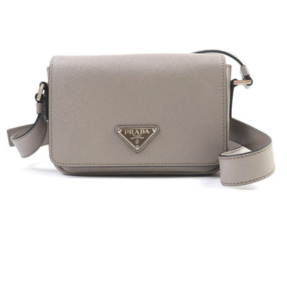 Prada 2vd065 Saffiano Leather Argilla Shoulder Bag With Triangle Logo Plate