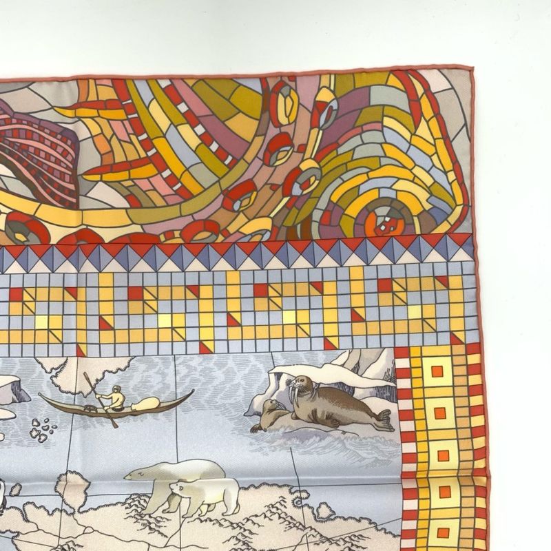 Hermes Carré 90 Le Voyage De Pytheas Scarf With Box Multicolor 100% Silk